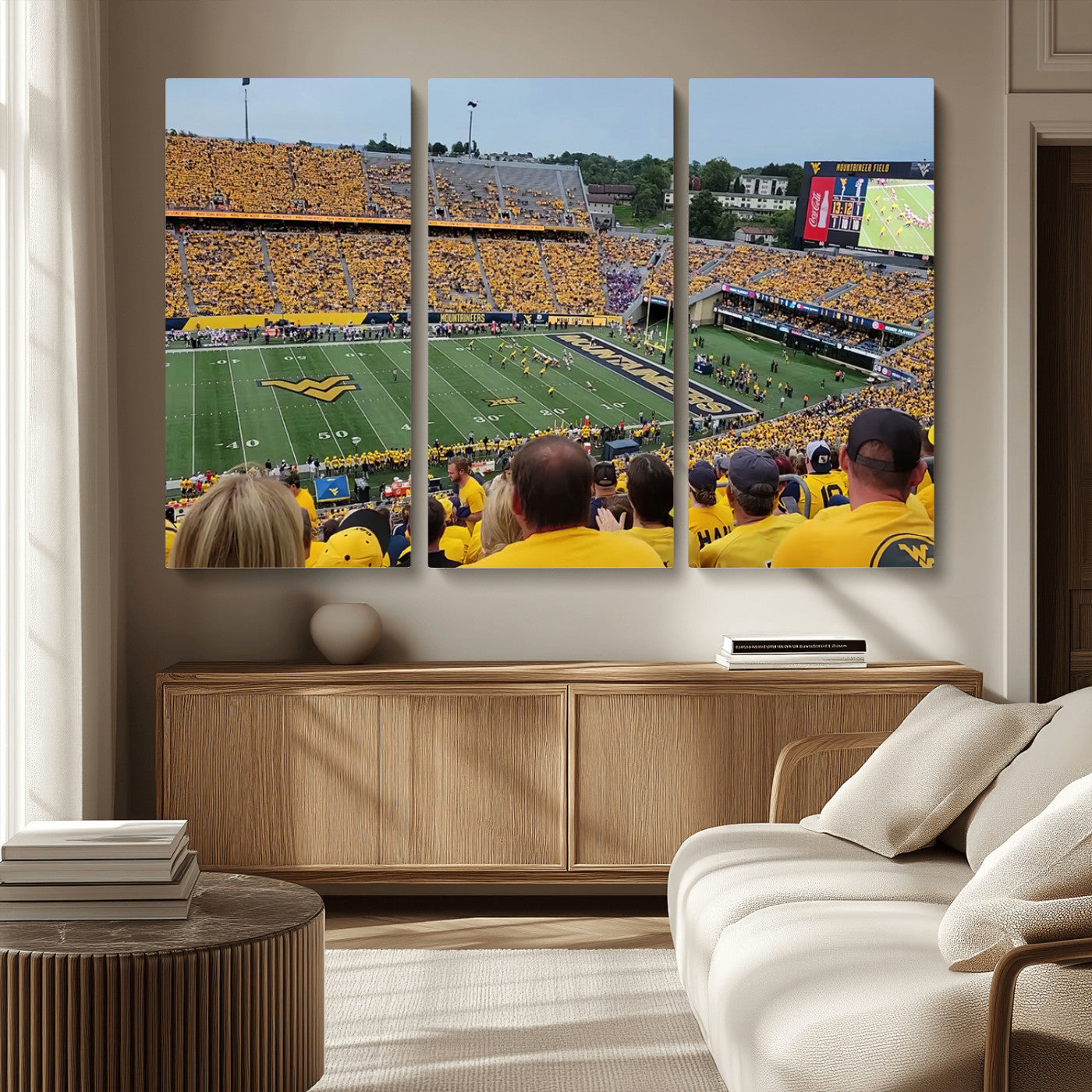 MGV-CV-48X32-3P - Puskar Stadium Canvas Print Wall Art - Morgantown Print - West Virginia University Mountaineers