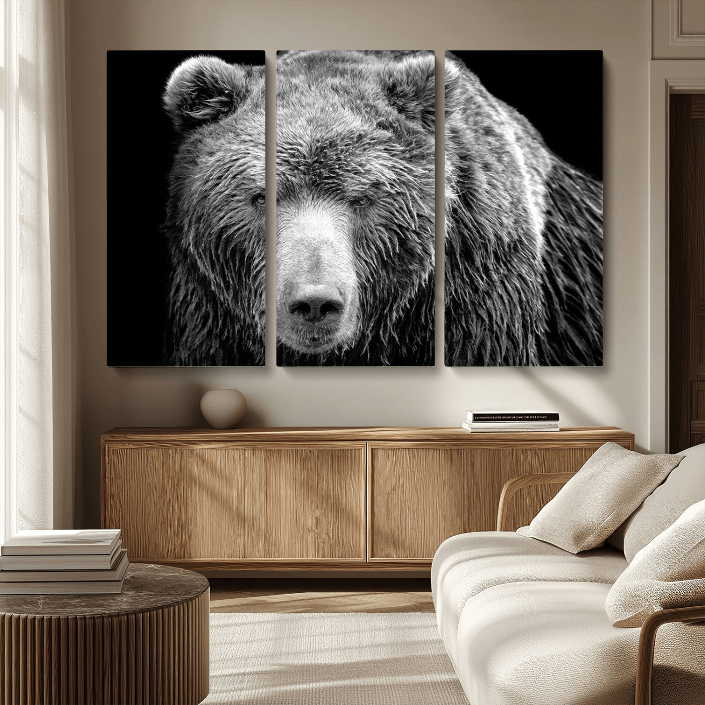 MGV-CV-48X32-3P - 399 Grizzly Bear Canvas Print | Ready to Hang Wall Art | Rustic Farmhouse & Cabin Decor | Wildlife