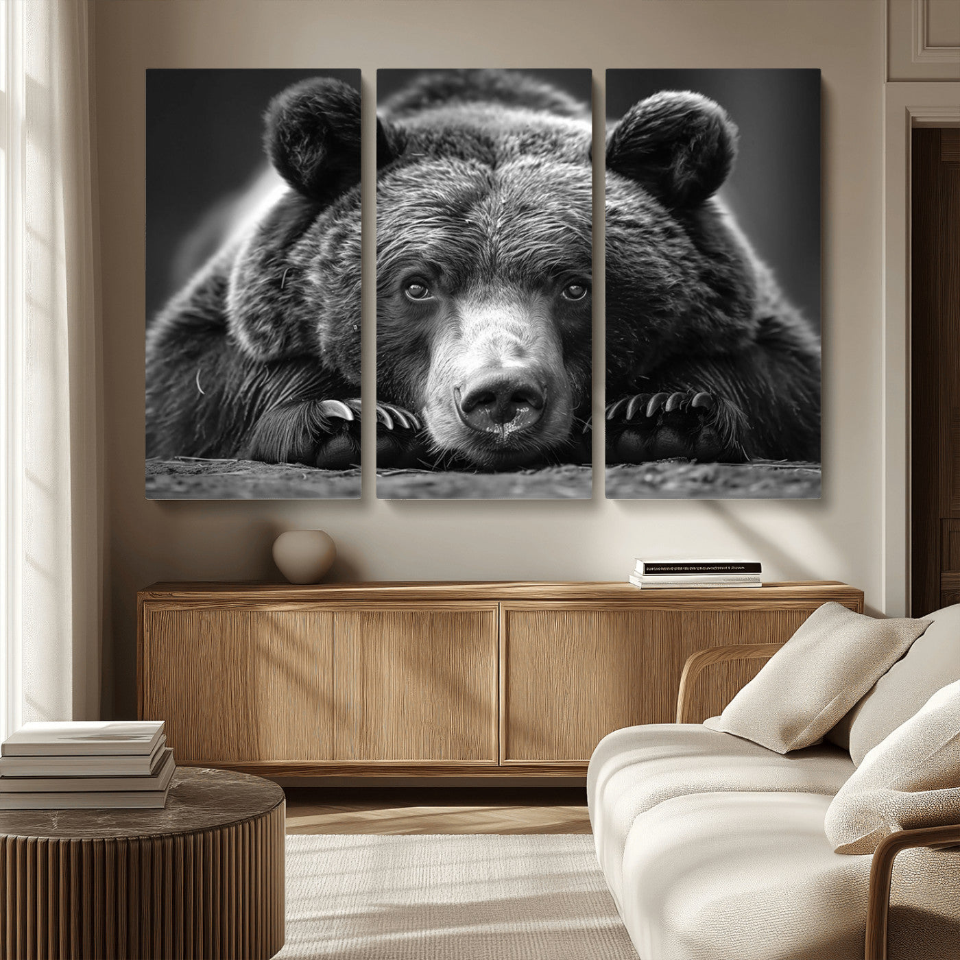MGV-CV-48X32-3P - Resting Grizzly 399 Bear Canvas Print | Ready to Hang Wall Art | Rustic Cabin & Farmhouse Decor |