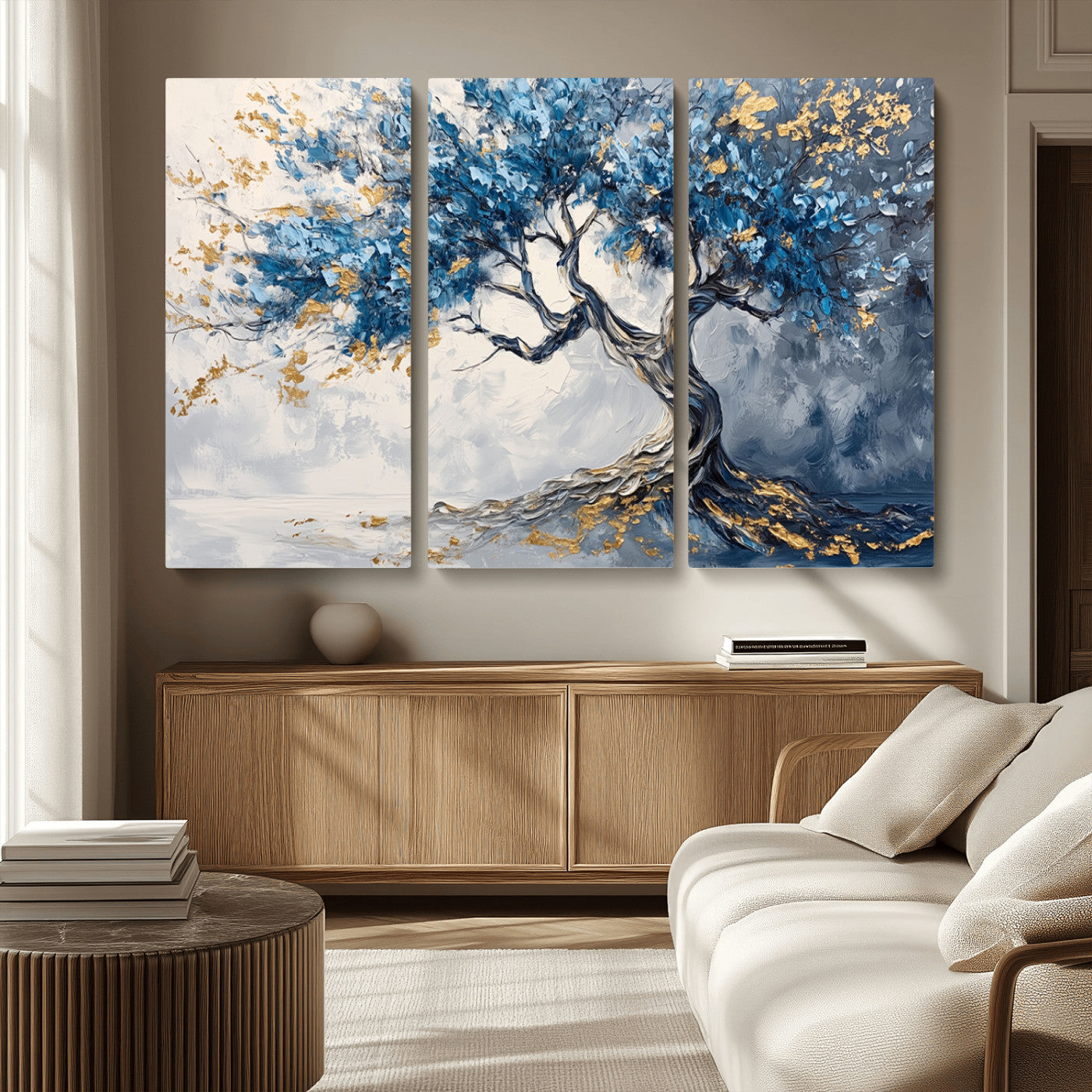 MGV-CV-48X32-3P - Abstract Tree Painting Canvas Wall Art | Tree of Life Painting Wall Art Canvas Print