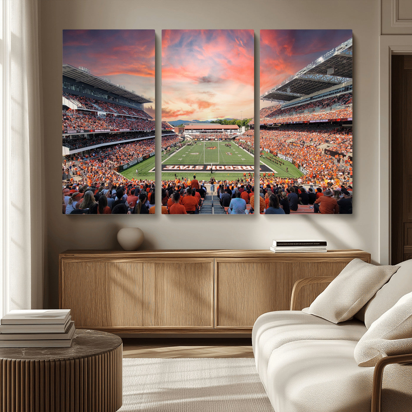 MGV-CV-48X32-3P - Oregon State Beavers Football Team Print - Corvallis Reser Stadium Wall Art Canvas Print
