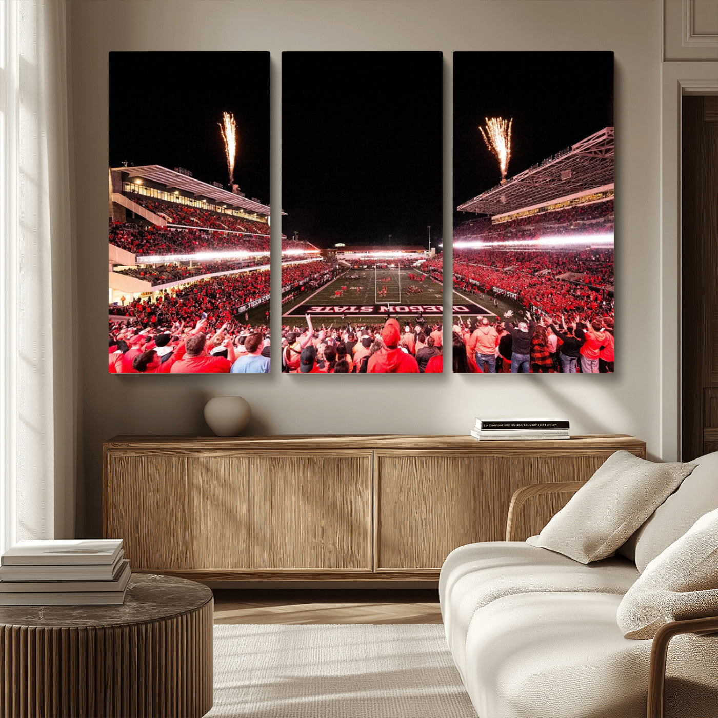 MGV-CV-48X32-3P - Oregon State Beavers Football Team Print - Corvallis Reser Stadium Wall Art Canvas Print