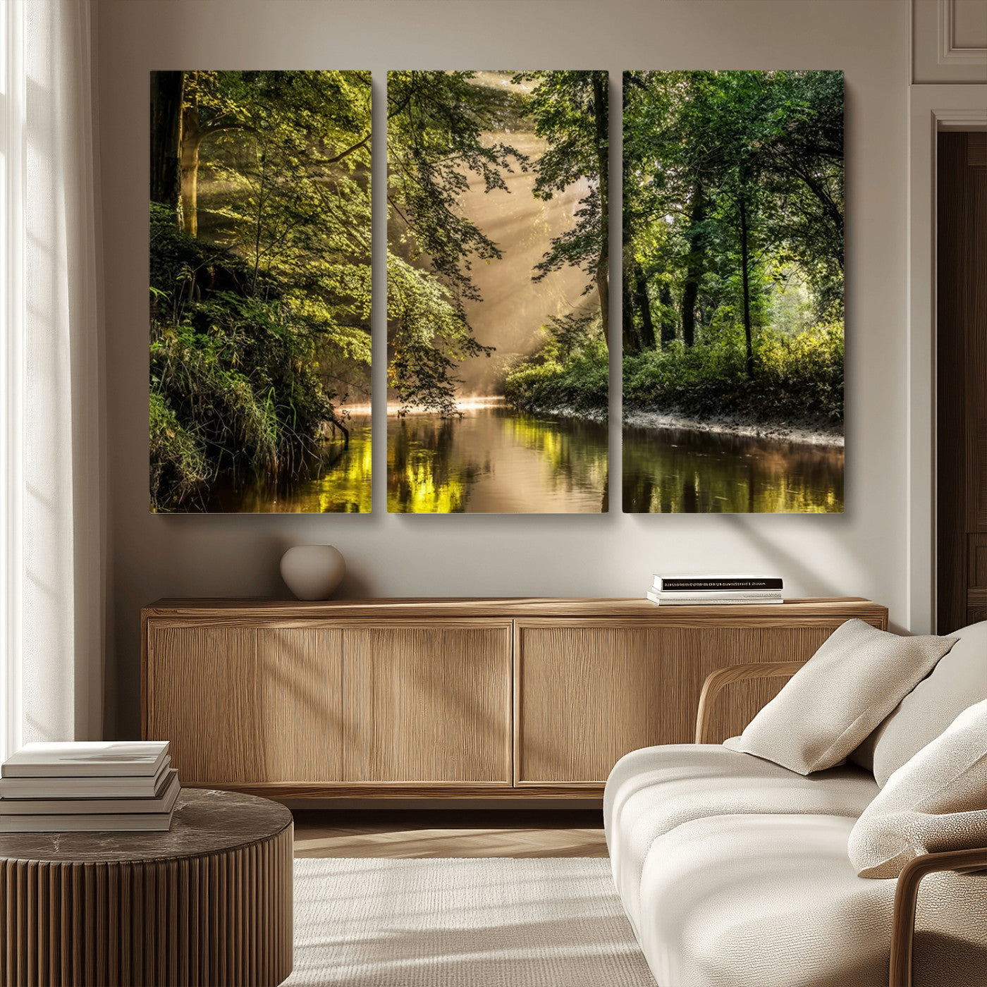 MGV-CV-48X32-3P - Forest Wall Art Print | River Landscape Wall Art | Perfect for Farmhouse Wall Decor, Cabin Wall Art