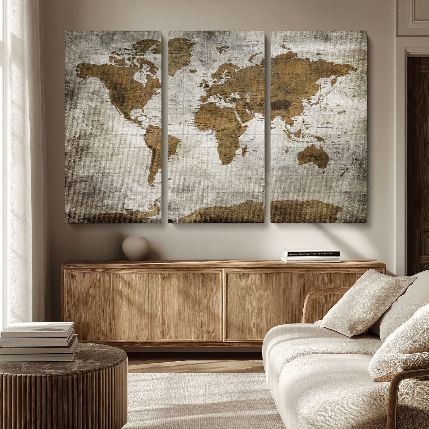 MGV-CV-48X32-3P - Push Pin World Map Canvas Print – Framed Wall Art for Couples to Track Their Travels – Anniversary