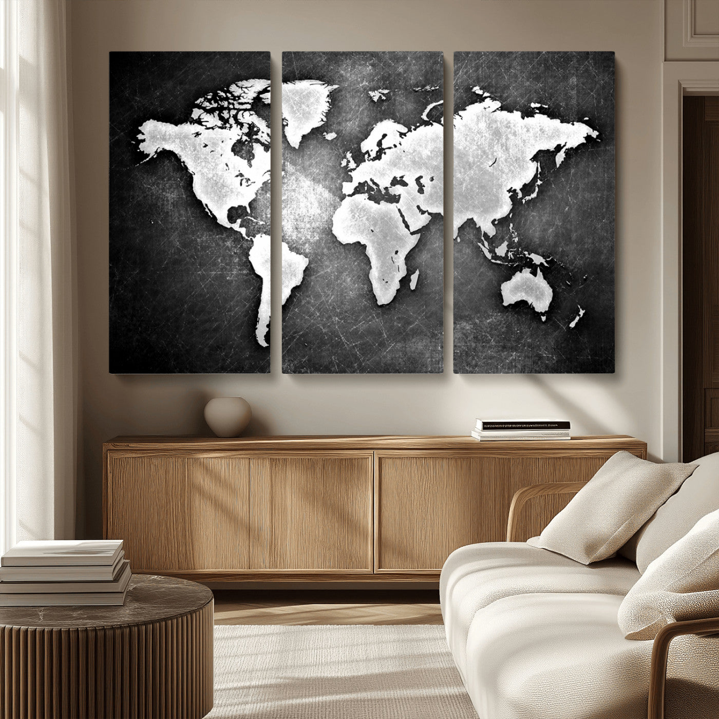 MGV-CV-48X32-3P - World Map Wall Art Canvas Print – Framed Wall Art for Anniversary Gift or Home Adventure Decor