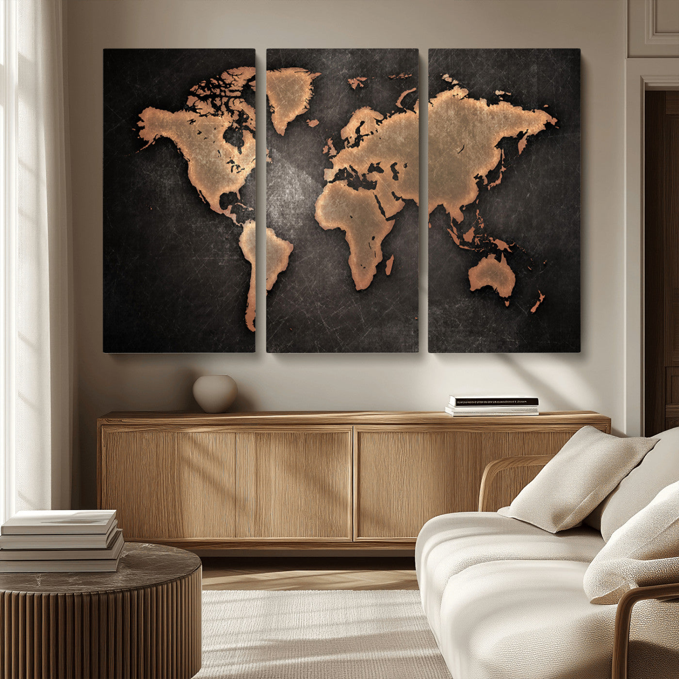 MGV-CV-48X32-3P - Push Pin World Map Canvas Print – Framed Wall Art for Couples to Track Their Travels – Anniversary