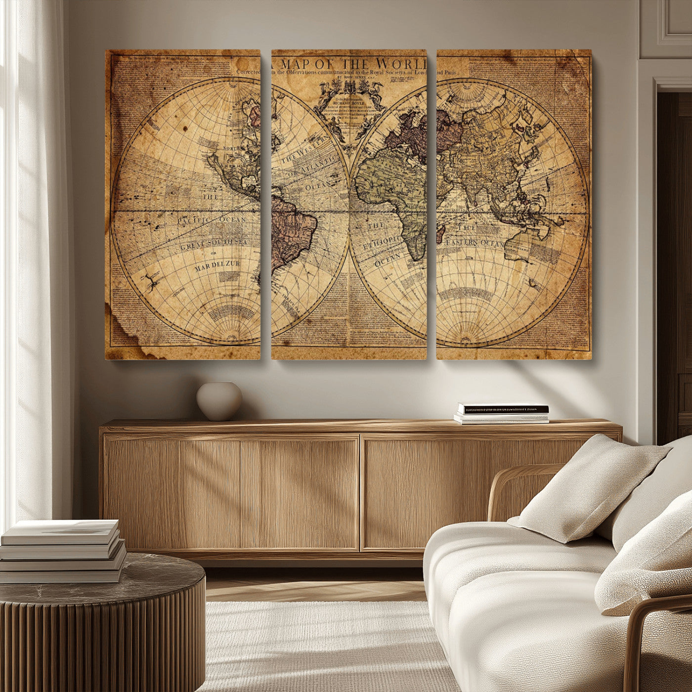 MGV-CV-48X32-3P - Push Pin World Map Canvas Print – Framed Wall Art for Couples to Track Their Travels – Anniversary