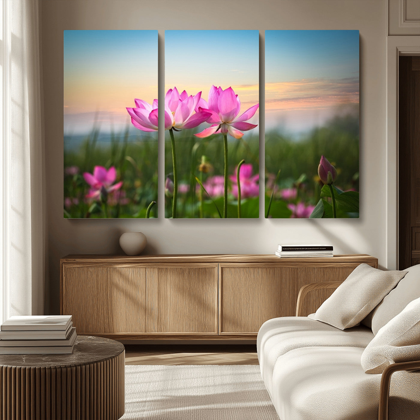 MGV-CV-48X32-3P - Pink Flower on the Mountain Canvas Print, Framed Pink Flower Canvas Wall Art