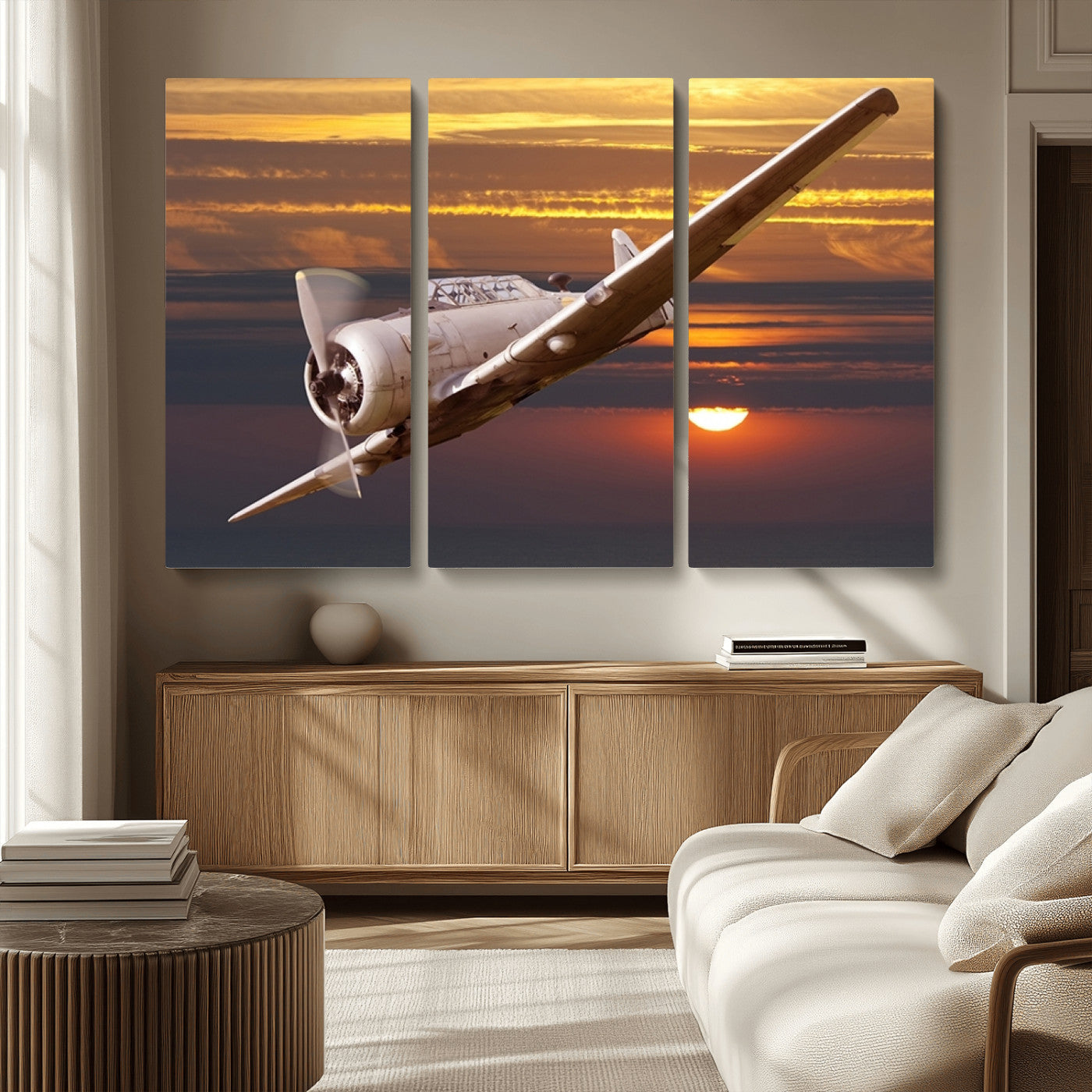 MGV-CV-48X32-3P - Old War Plane Wall Art Canvas Print