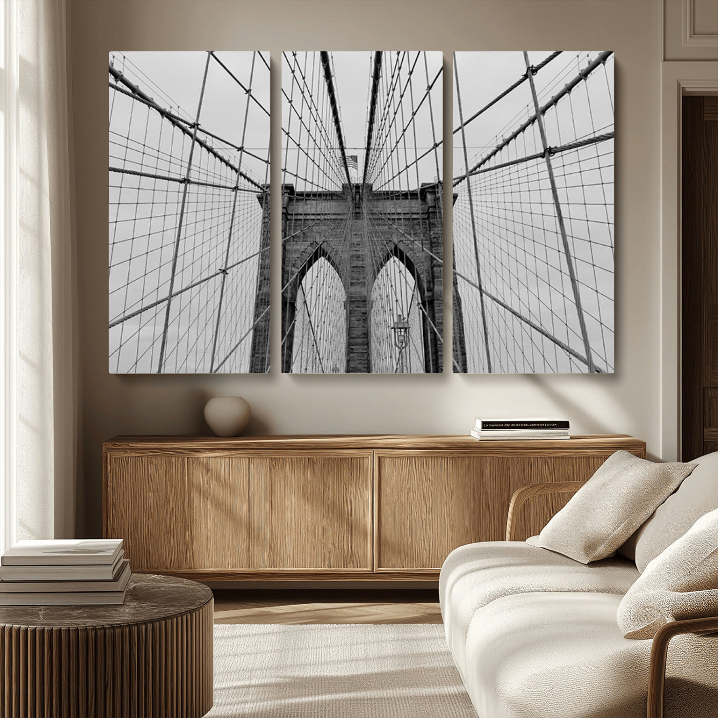MGV-CV-48X32-3P - Large Brooklyn Bridge Wall Art Canvas Print