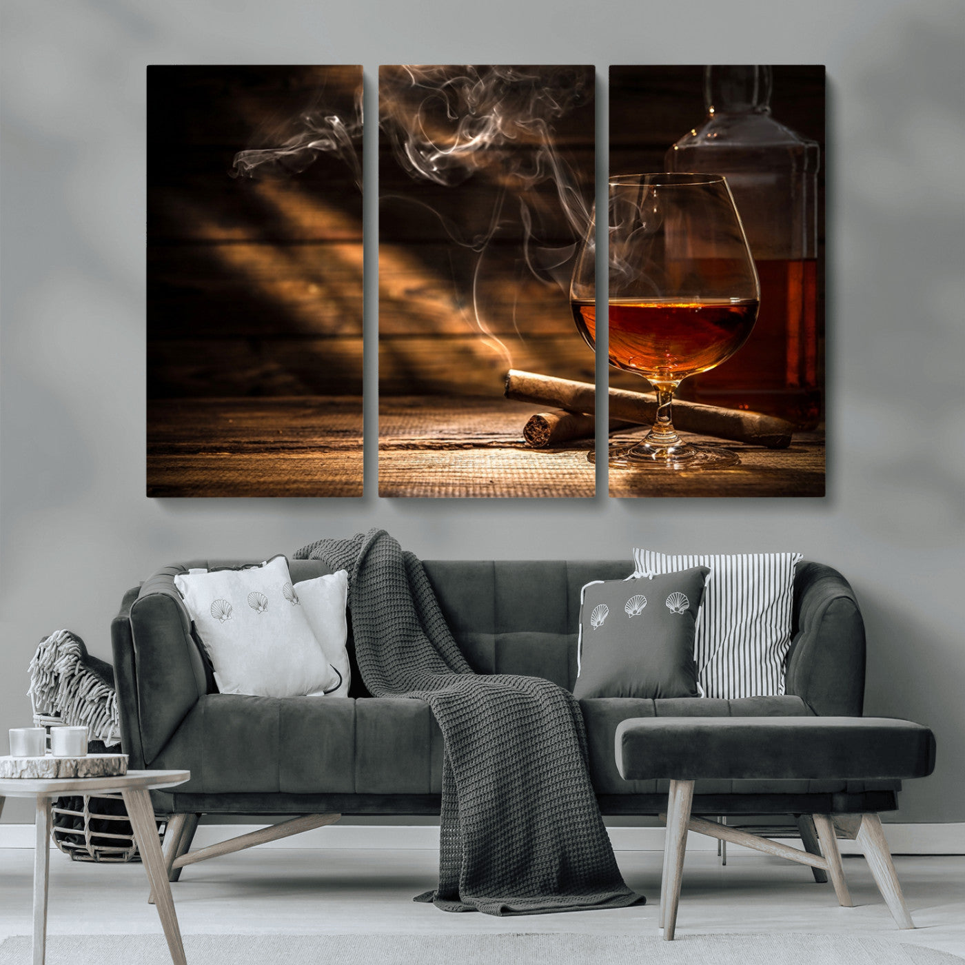 MGV-CV-48X32-3P - Whiskey and Cigar Wall Art Canvas Print