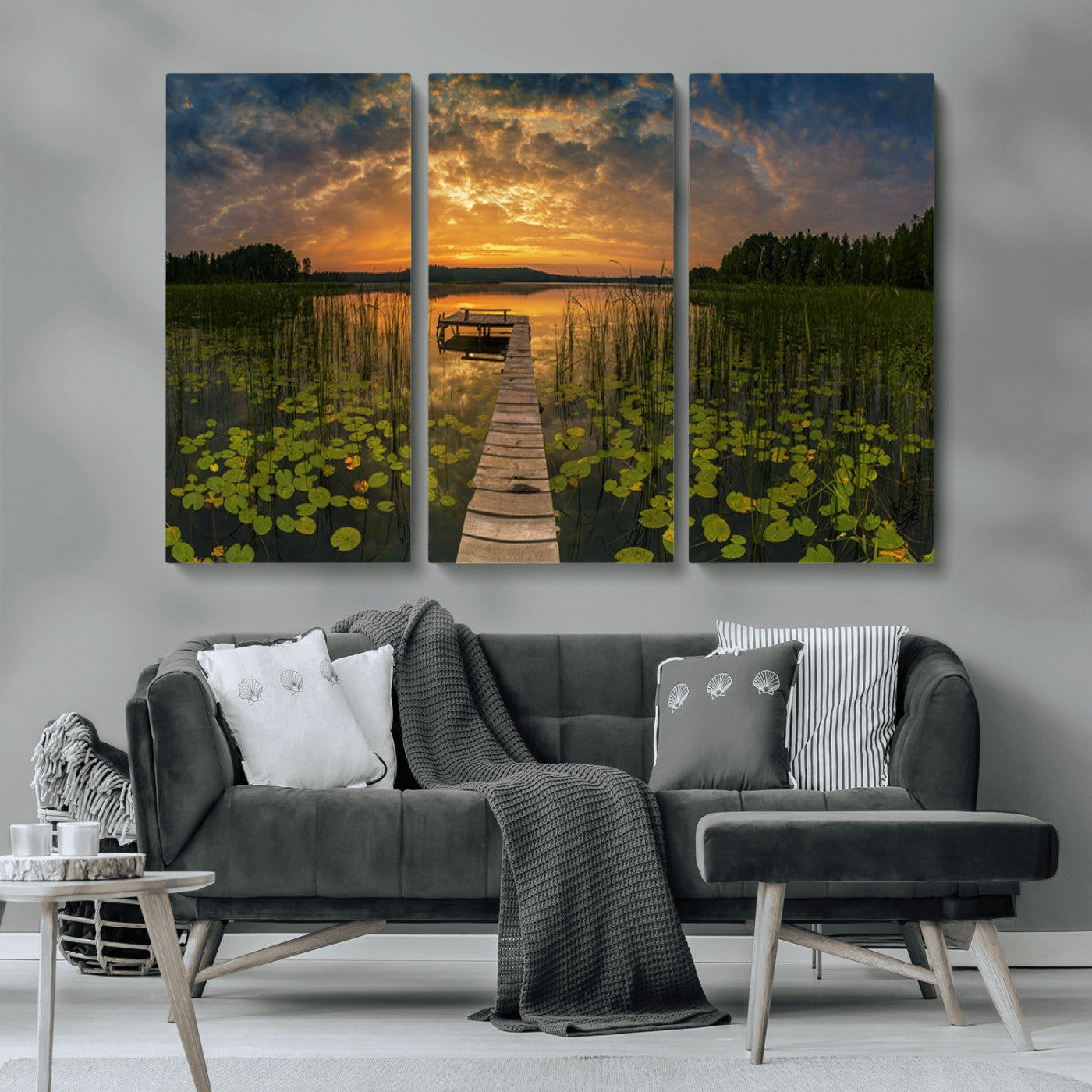 MGV-CV-48X32-3P - Lake and Flower Wall Art Canvas Print
