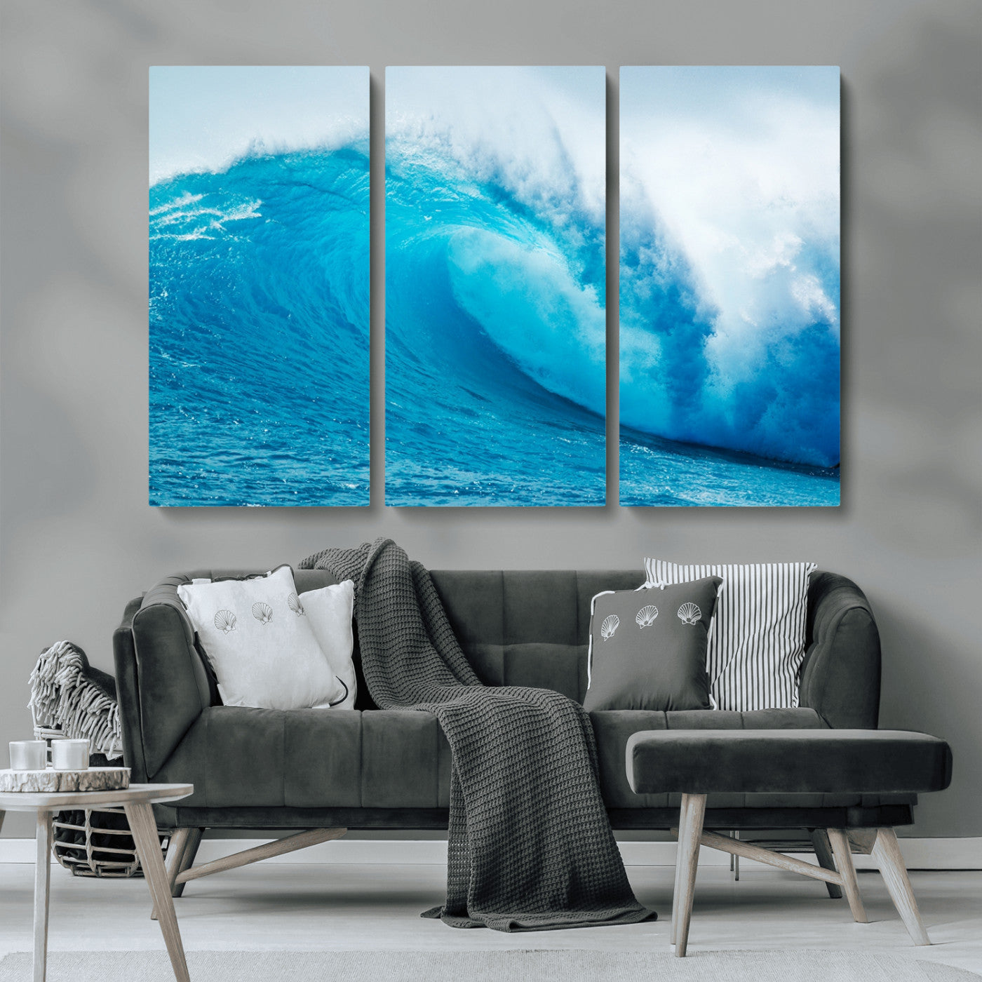 MGV-CV-48X32-3P - Big Ocean Surfing Wave Wall Art Canvas Print