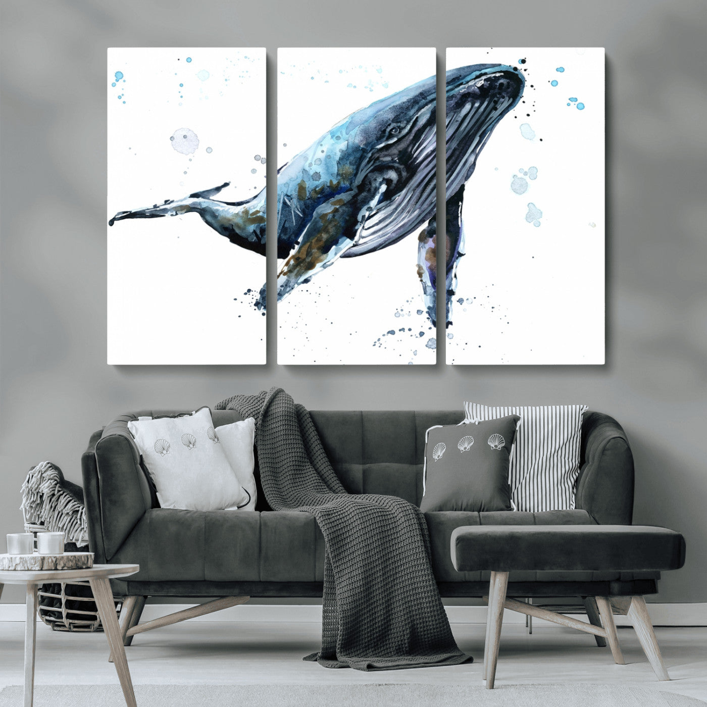 MGV-CV-48X32-3P - Watercolor Whale Wall Art Canvas Print