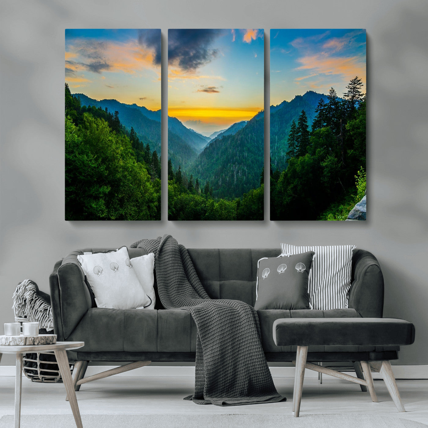 MGV-CV-48X32-3P - Green Forest Wall Art Canvas Print