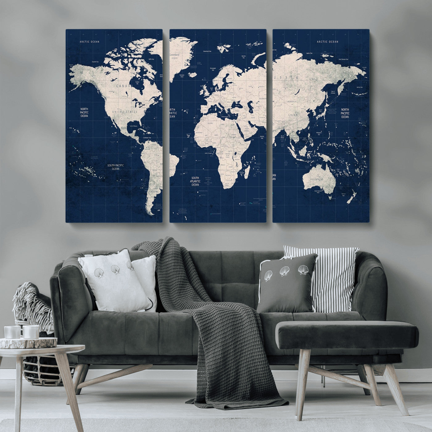 17866-MGV-CV-36X24-Push Pin World Map Canvas Print – Framed Wall Art for Couples to Track Their Travels – Anniversary