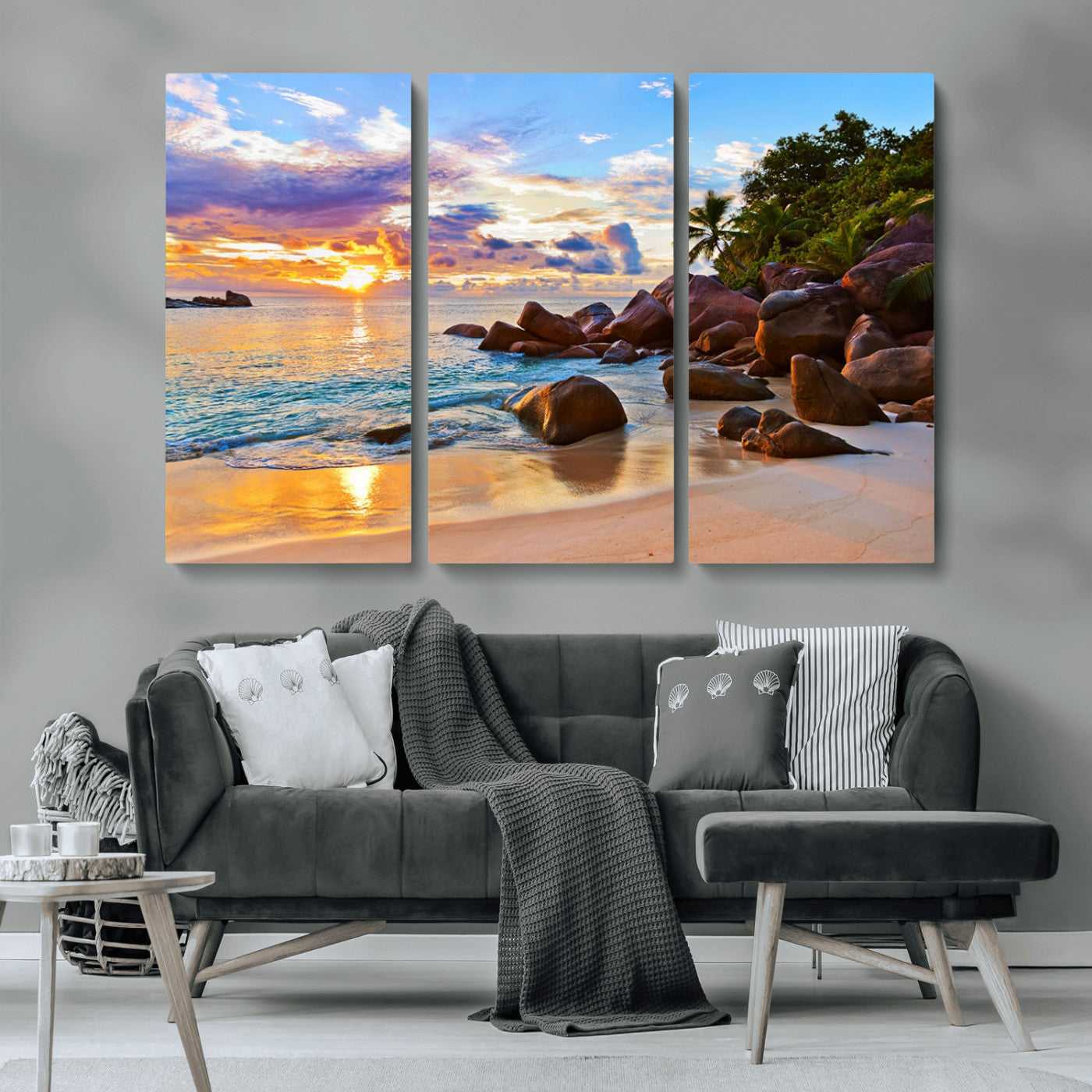 MGV-CV-48X32-3P - Tropical Island Beach Sunset Canvas Print