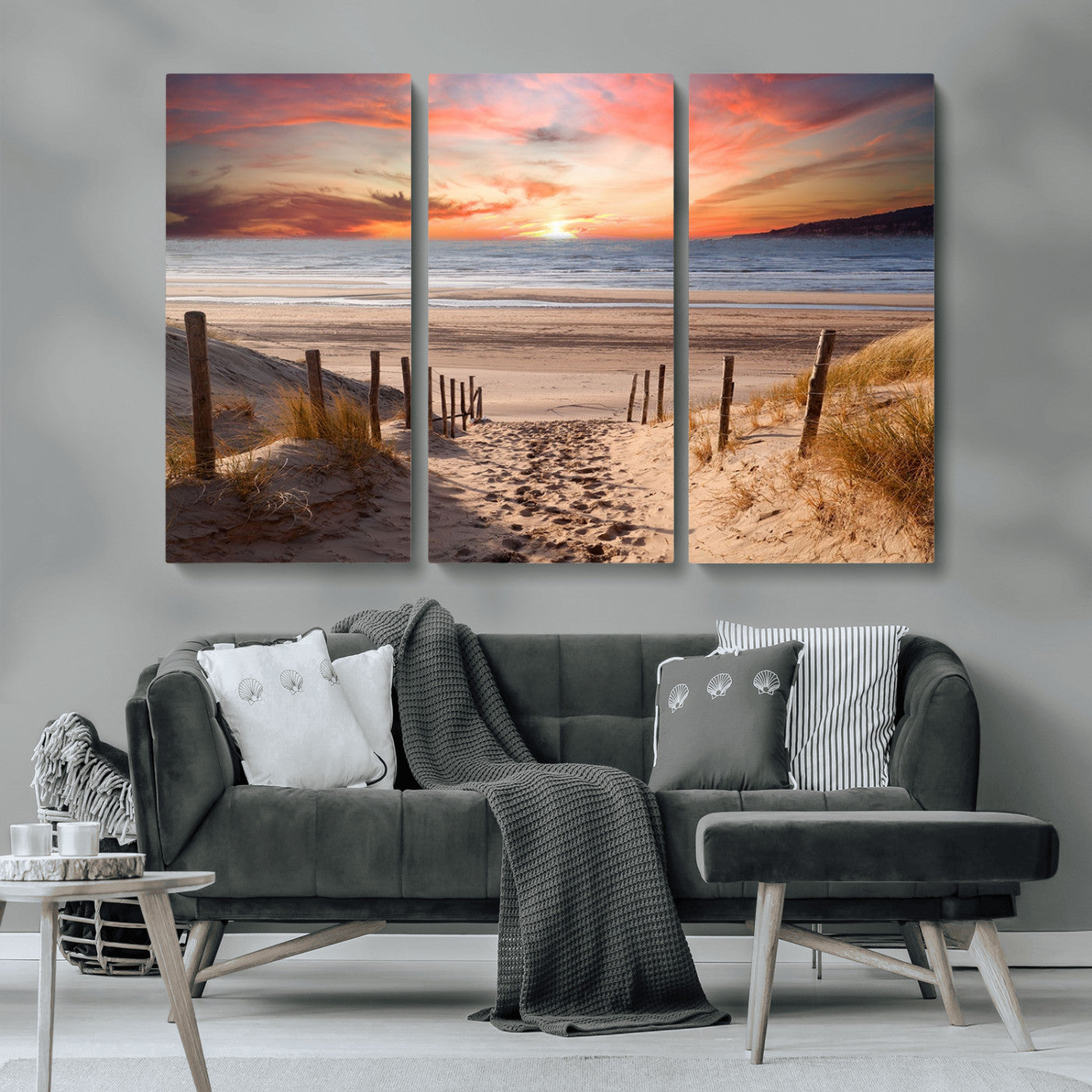 MGV-CV-48X32-3P - Sunset on the Sea Wall Art Canvas Print