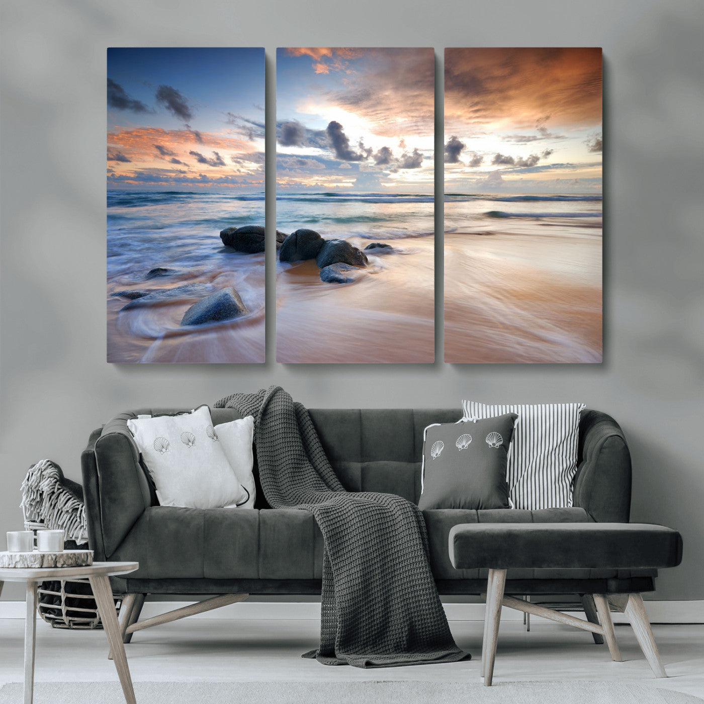 MGV-CV-48X32-3P - Serene Weather On The Beach Wall Art Canvas Print