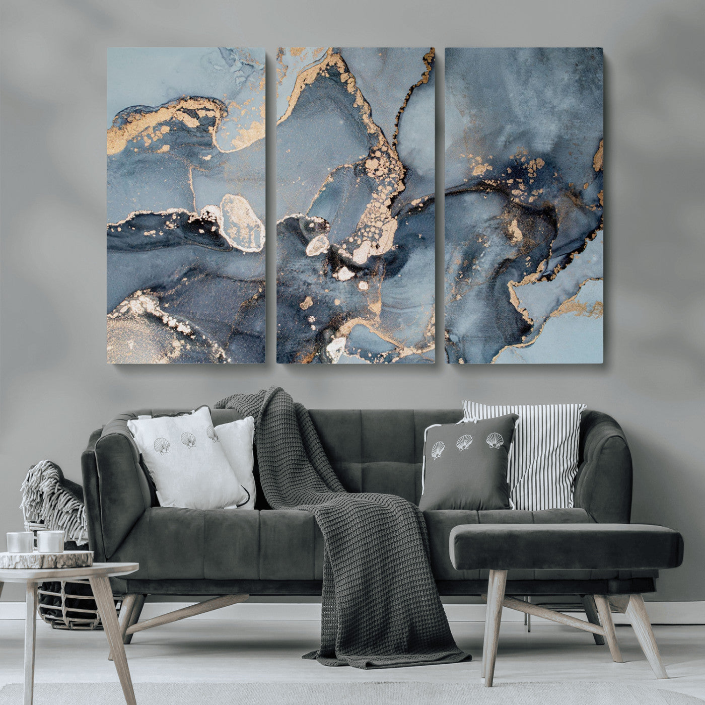 MGV-CV-48X32-3P - Multipanel Marble Fluid Effect Wall Art Abstract Canvas Wall Art Print