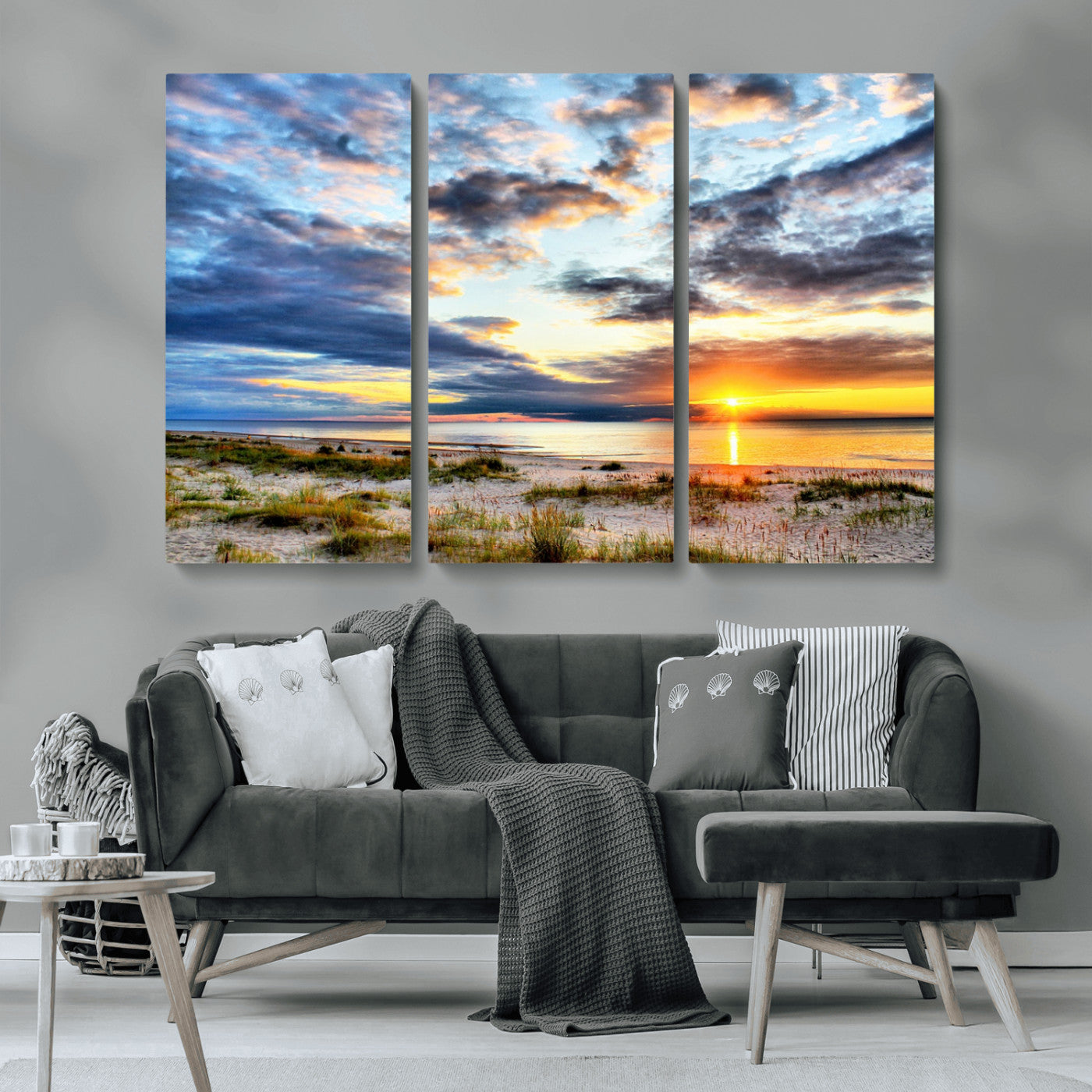 MGV-CV-48X32-3P - Sunset On The Ocean Wall Art Canvas Print