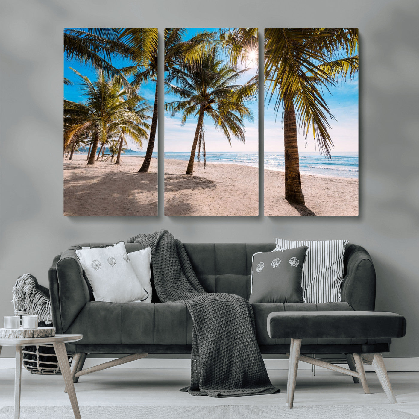 MGV-CV-48X32-3P - Palm Beach Tropical Island Wall Art Canvas Print