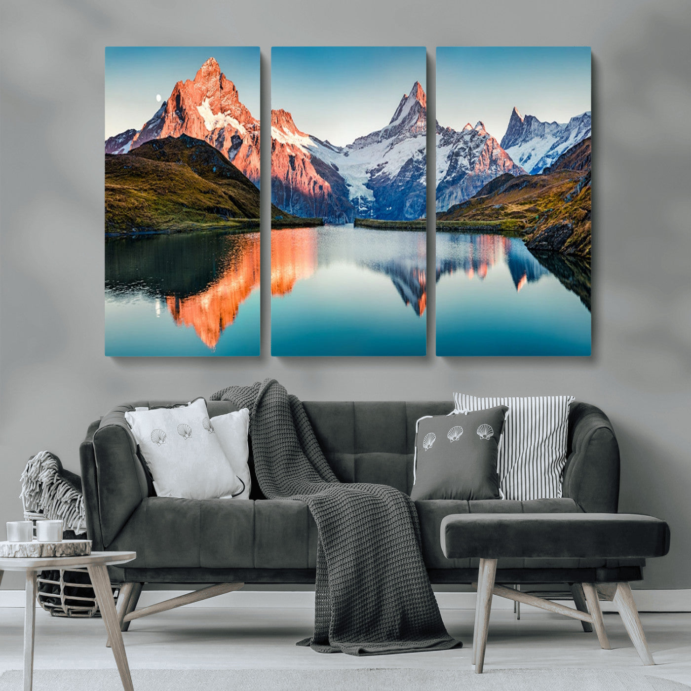 MGV-CV-48X32-3P - Landscape Mountain and Lake View Wall Art Canvas Print