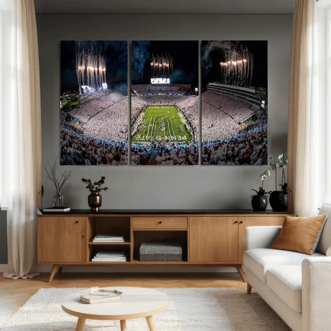 11391-MGV-CV-36X24 - Penn State Football Wall Art Canvas Print – Framed Stadium Game Day Sports Team Spirit Artwork for Home, Office