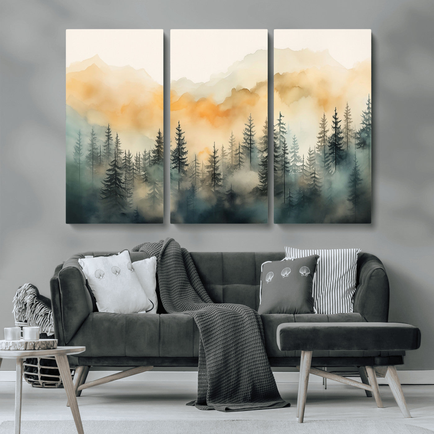 34155-MGV-CV-36X24-Abstract Forest Print - Mountain Wall Art | Autumn Landscape Canvas Print for Living Room, Bedroom, or Office | Large Wall Art Decor
