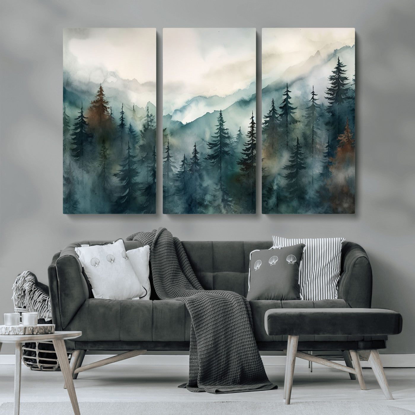 48468-MGV-CV-36X24-Serenity Forest Wall Art Canvas | Foggy Mountain Landscape Canvas Print for Living Room or Office | Nature-Inspired Woodland Decor
