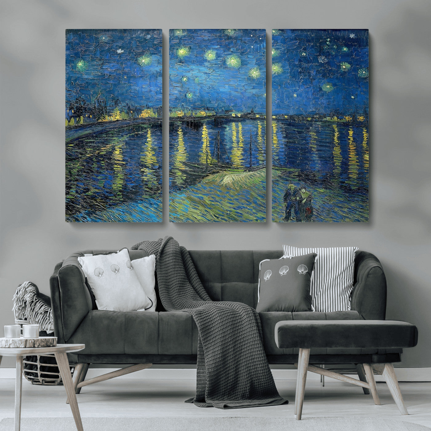 -Vincent van Gogh Starry Night over the Rhone Abstract Wall Art Canvas, Starry Night Canvas Print