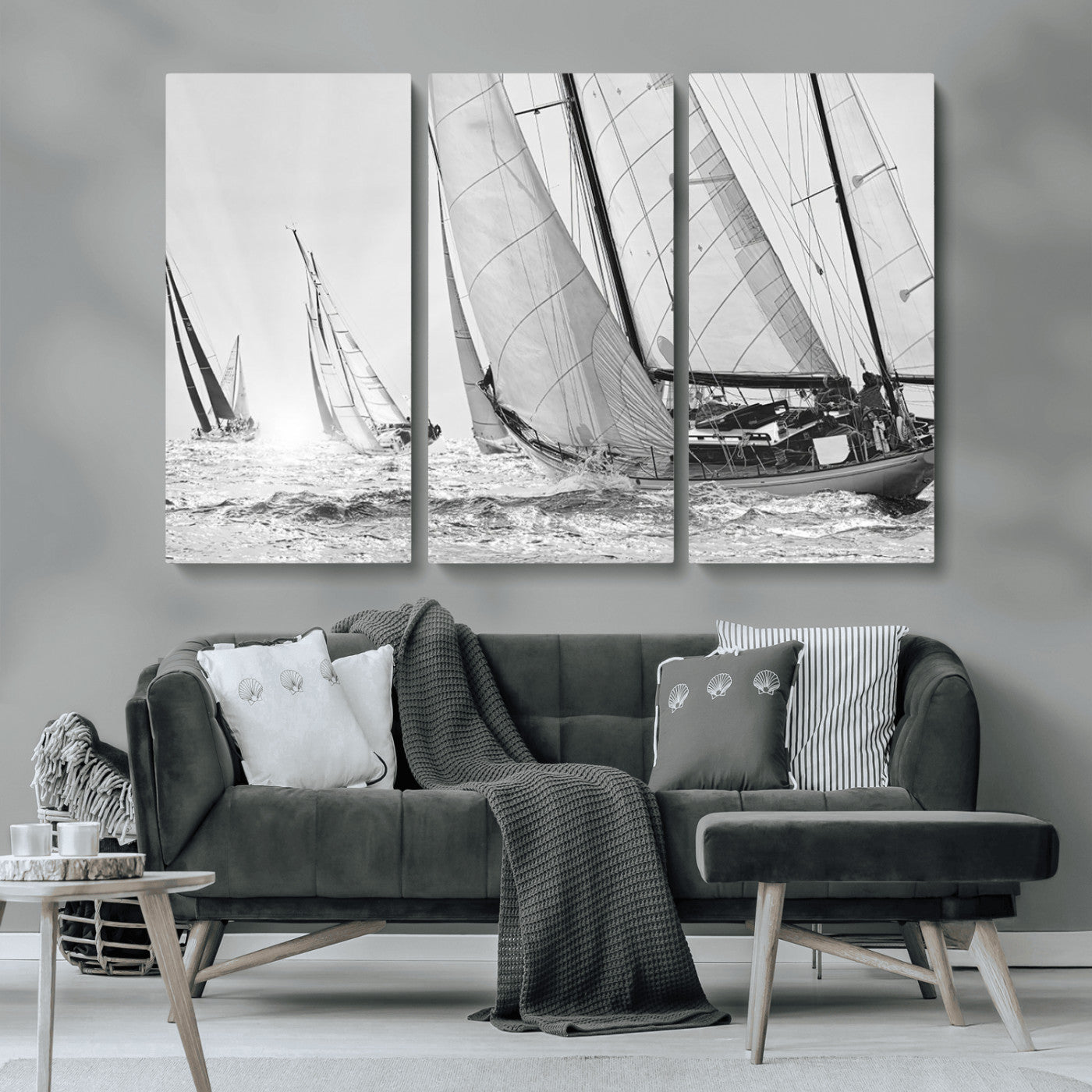 MGV-CV-48X32-3P - Yacht Sailboat Regatta Canvas Wall Art Canvas Print
