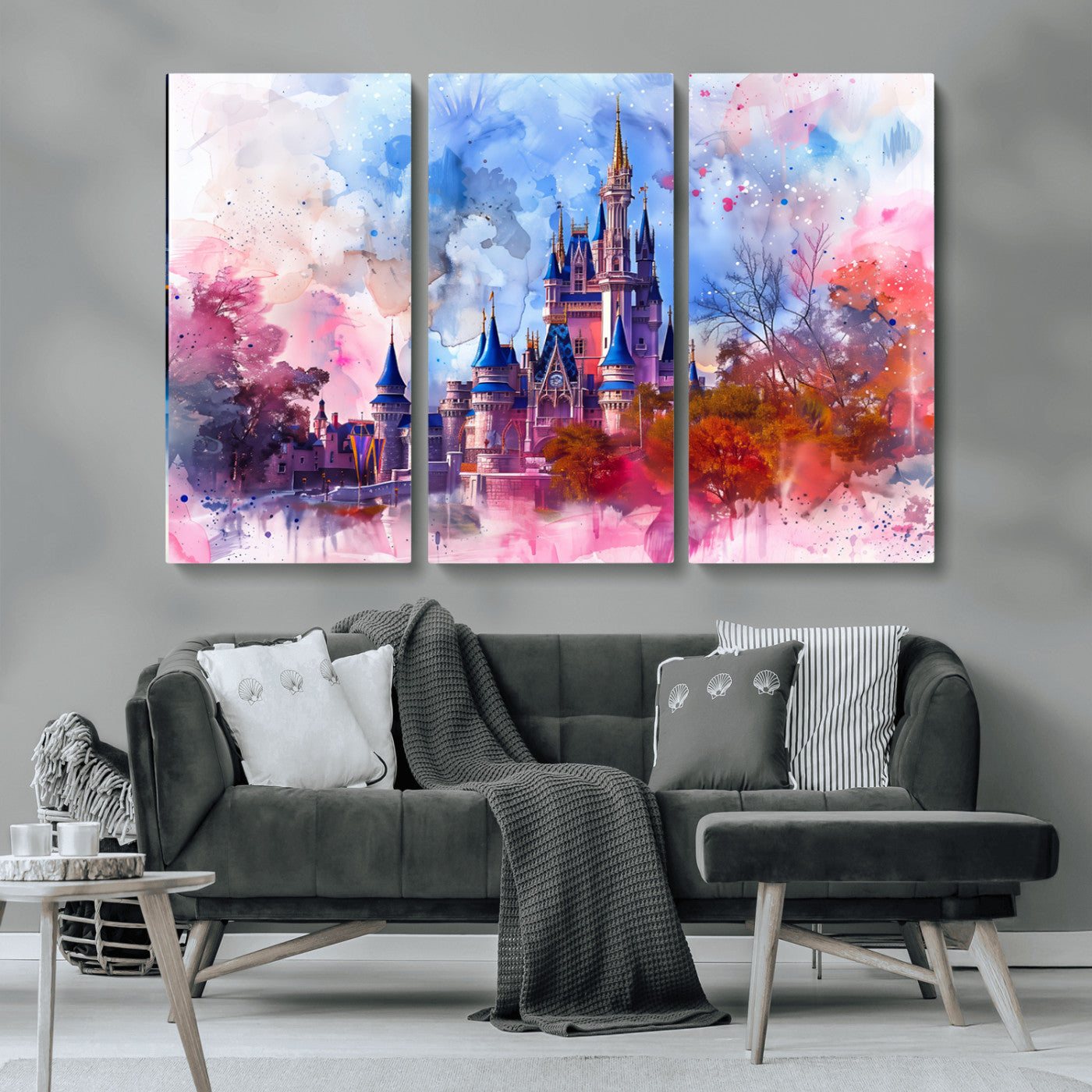 MGV-CV-48X32-3P - Disney Wall Art: Dreamy Watercolor Cinderella Castle Canvas Print