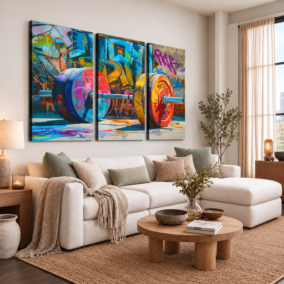 70871-MGV-CV-36X24 - Fitness Gym Barbell Graffiti Wall Art Canvas Print