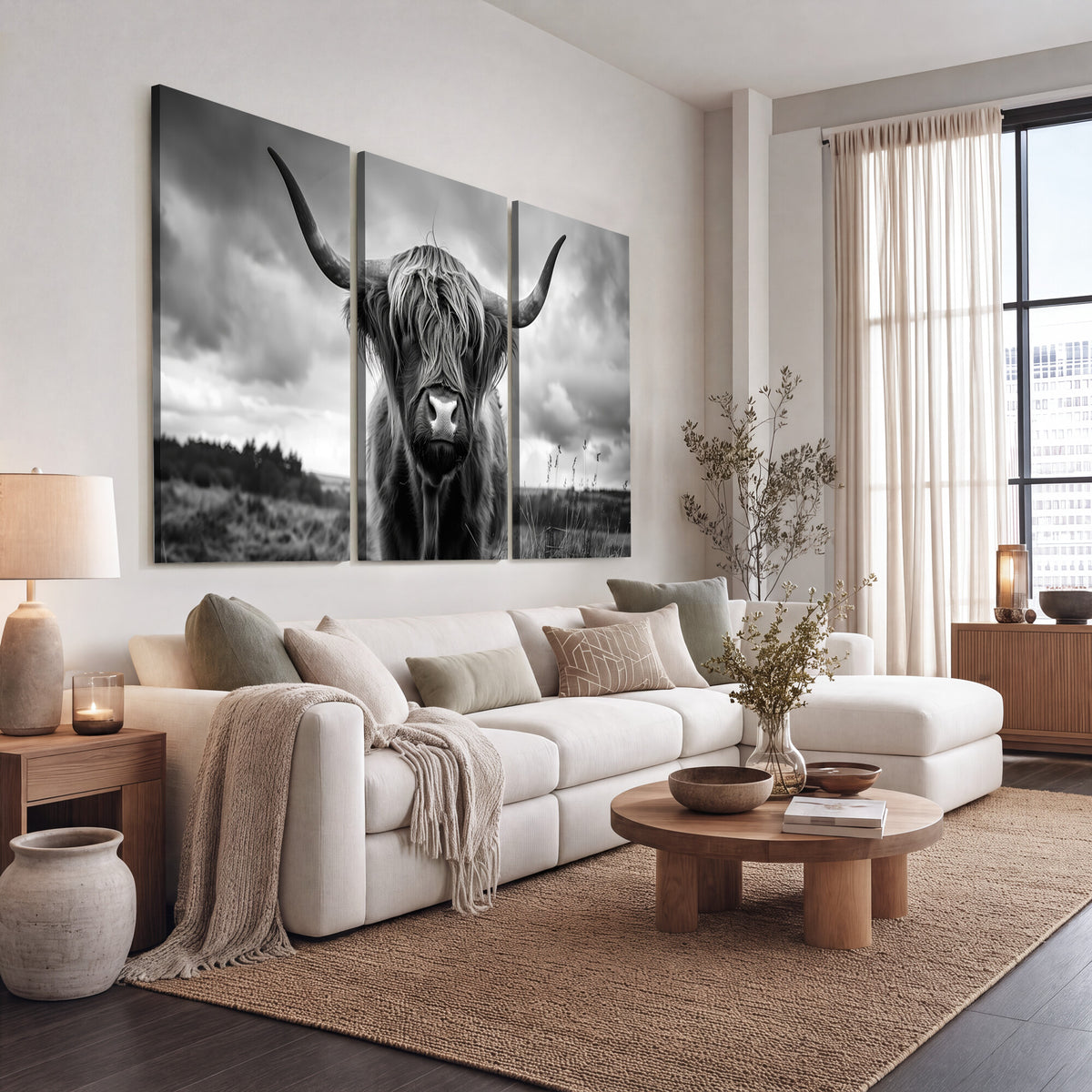 17924-_Poster-30x20 - Scottish Cow Wall Art Canvas Print, Longhorn Wall Art
