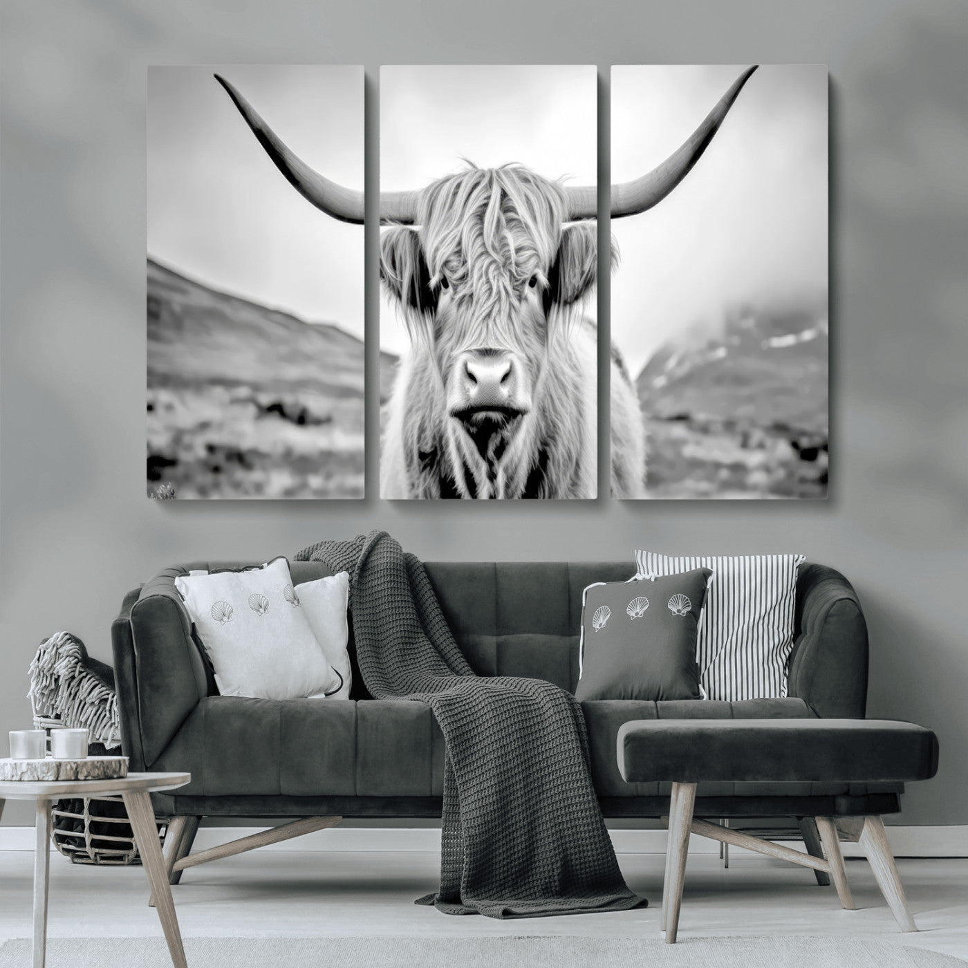 MGV-CV-48X32-3P - Scottish Cow Wall Art Canvas Print
