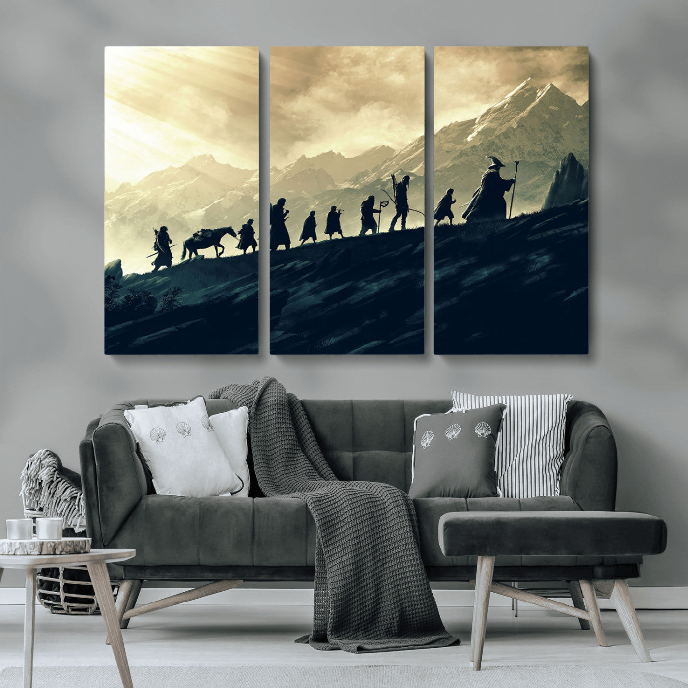 41574-MGV-CV-36X24-Lord of the Rings Silhouette Wall Art Capturing the Epic Quest Through Middle-Earth - The