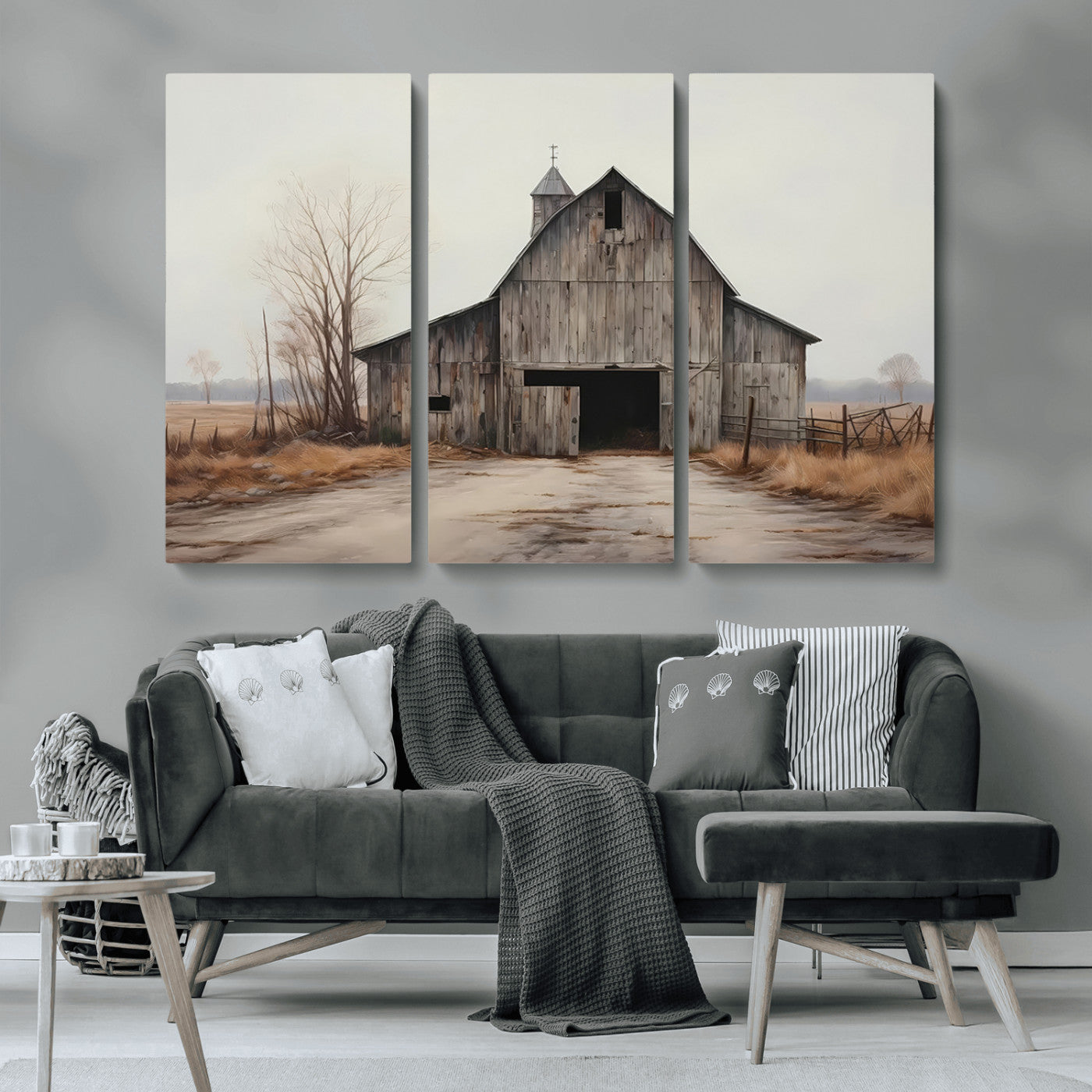 MGV-CV-48X32-3P - Farmhouse Rustic Barn Wall Art Canvas Print – Framed and Ready to Hang – Perfect Addition to Farmhouse Wall Décor