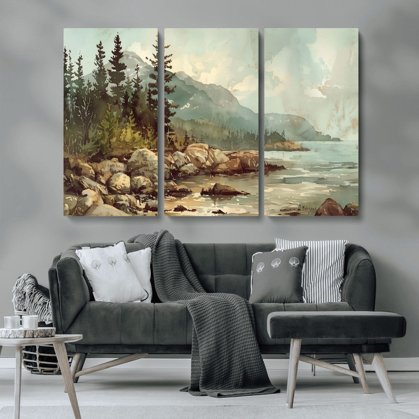 MGV-CV-48X32-3P - Abstract Acadia National Park Wall Art Canvas Print - Stunning 3-Panel Wall Art Canvas Print, Framed, Ready to Hang