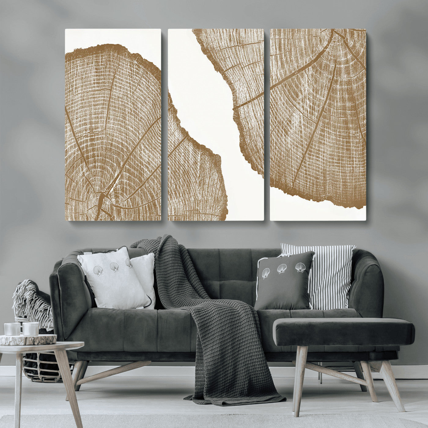 -Rustic Brown Tree Ring Wall Art Canvas Print – Framed and Ready to Hang – Elegant Nature-Inspired