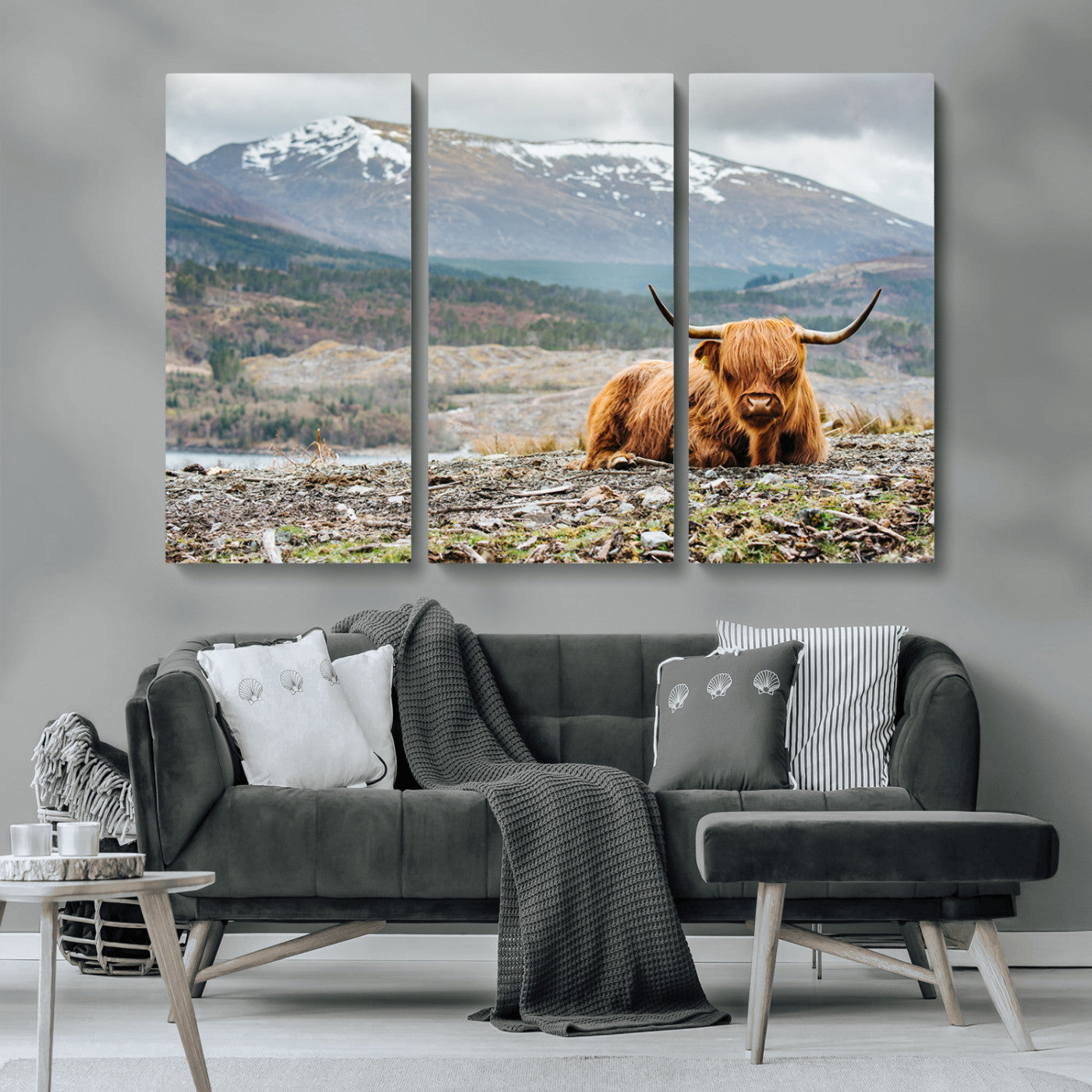 -Highland Cow Horn Farm Wall Art Canvas Print