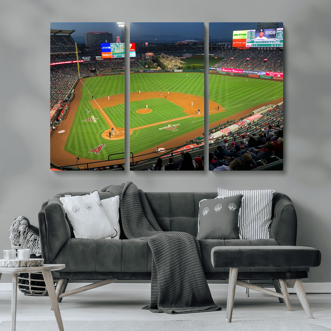 MGV-CV-48X32-3P - Angel Stadium Aerial View – Los Angeles Angels Baseball Canvas Print, Framed, Ready to Hang