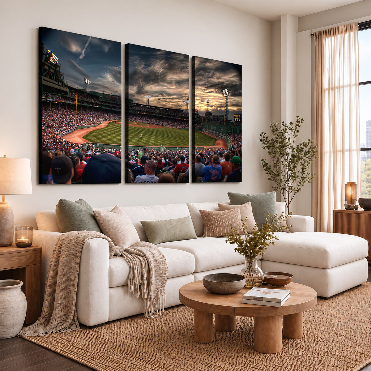 53432-MGV-CV-36X24 - Boston Red Sox Baseball Team Print, Massachusetts Fenway Park Stadium Wall Art Canvas Print