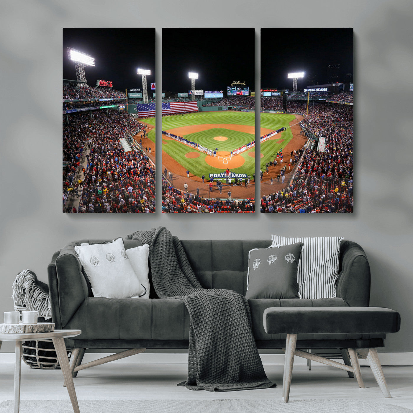 MGV-CV-48X32-3P - Fenway Park Wall Art Canvas Print | Large Baseball Stadium Canvas Print for Boston Red Sox Fans | Framed Ready-to-Hang Boston Sports Decor Artwork