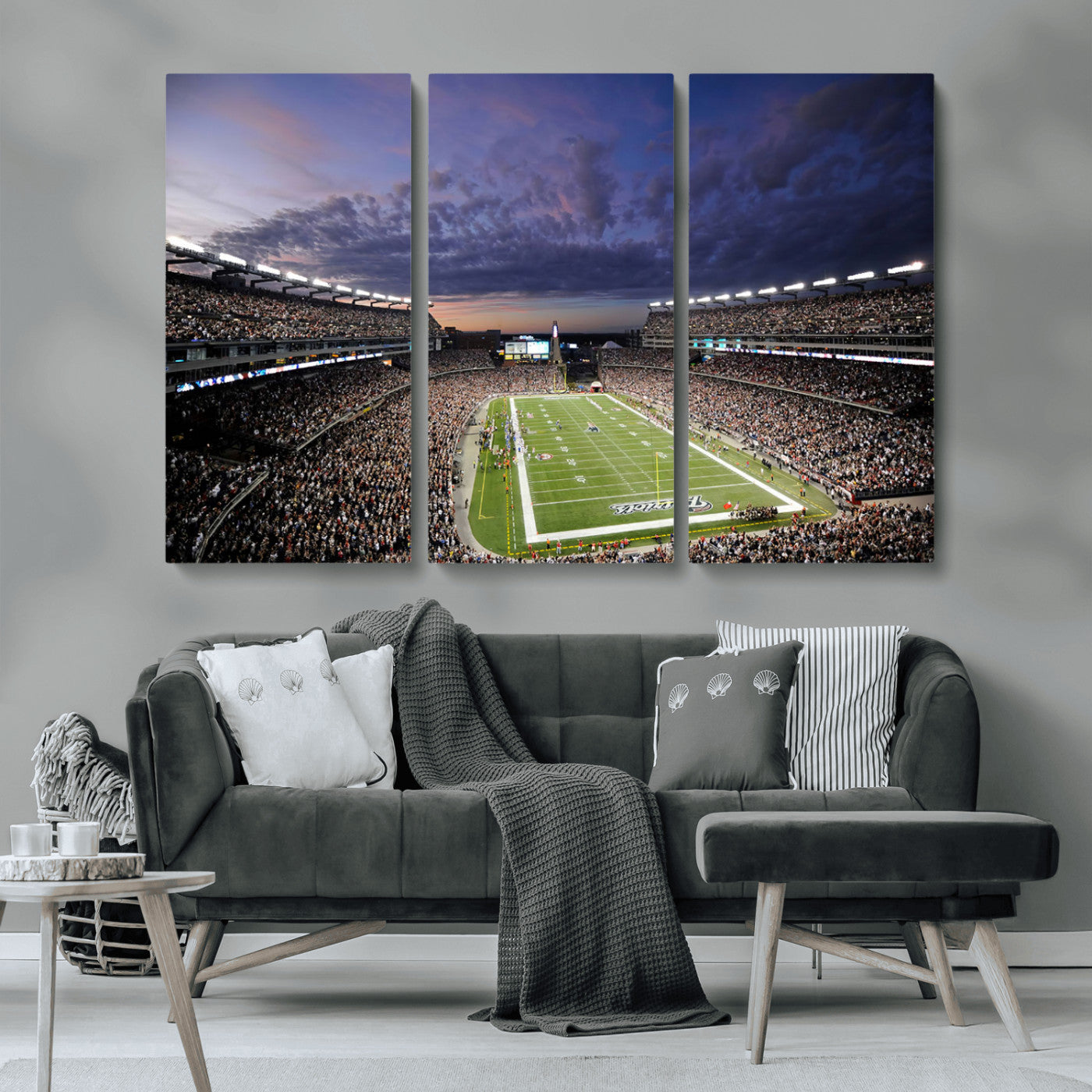 MGV-CV-48X32-3P - New England Patriots Football Team Print - Foxborough Gillette Stadium Wall Art Canvas Print