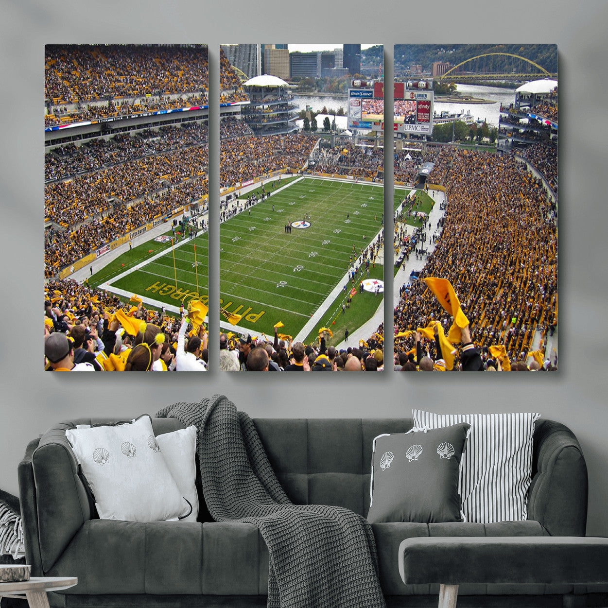 51419-MGV-CV-48X32-3P - Pittsburgh Steelers Print - Pittsburgh Heinz Field Stadium Wall Art Canvas Print