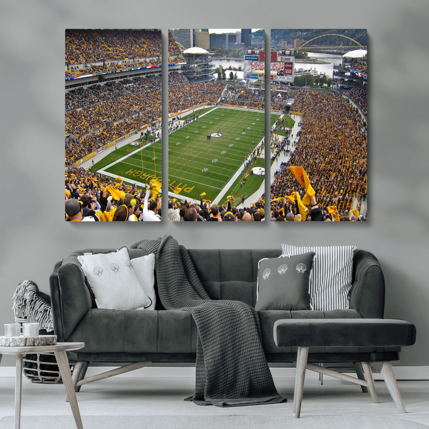 MGV-CV-48X32-3P - Pittsburgh Steelers Football Team Print - Pittsburgh Heinz Field Stadium Wall Art Canvas Print
