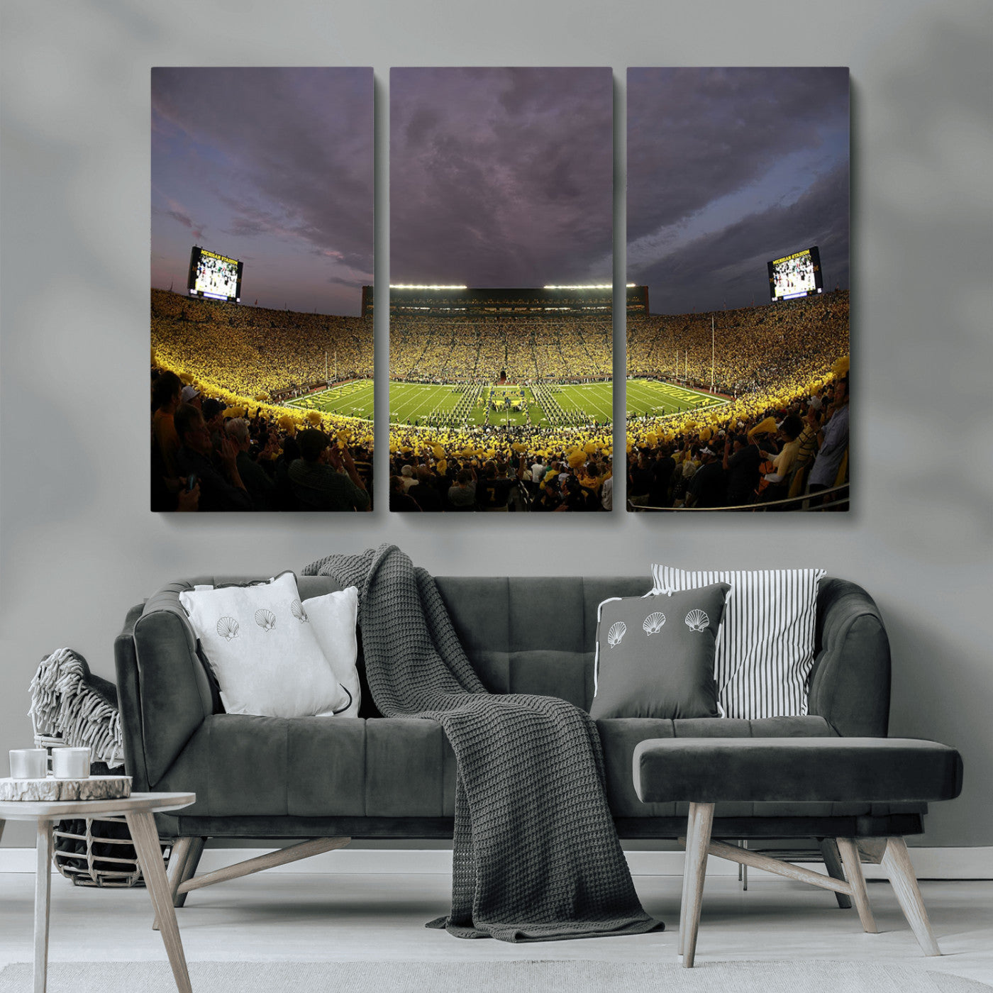 MGV-CV-48X32-3P - Michigan Wolverines Football Team Print - Michigan Stadium Wall Art Canvas Print