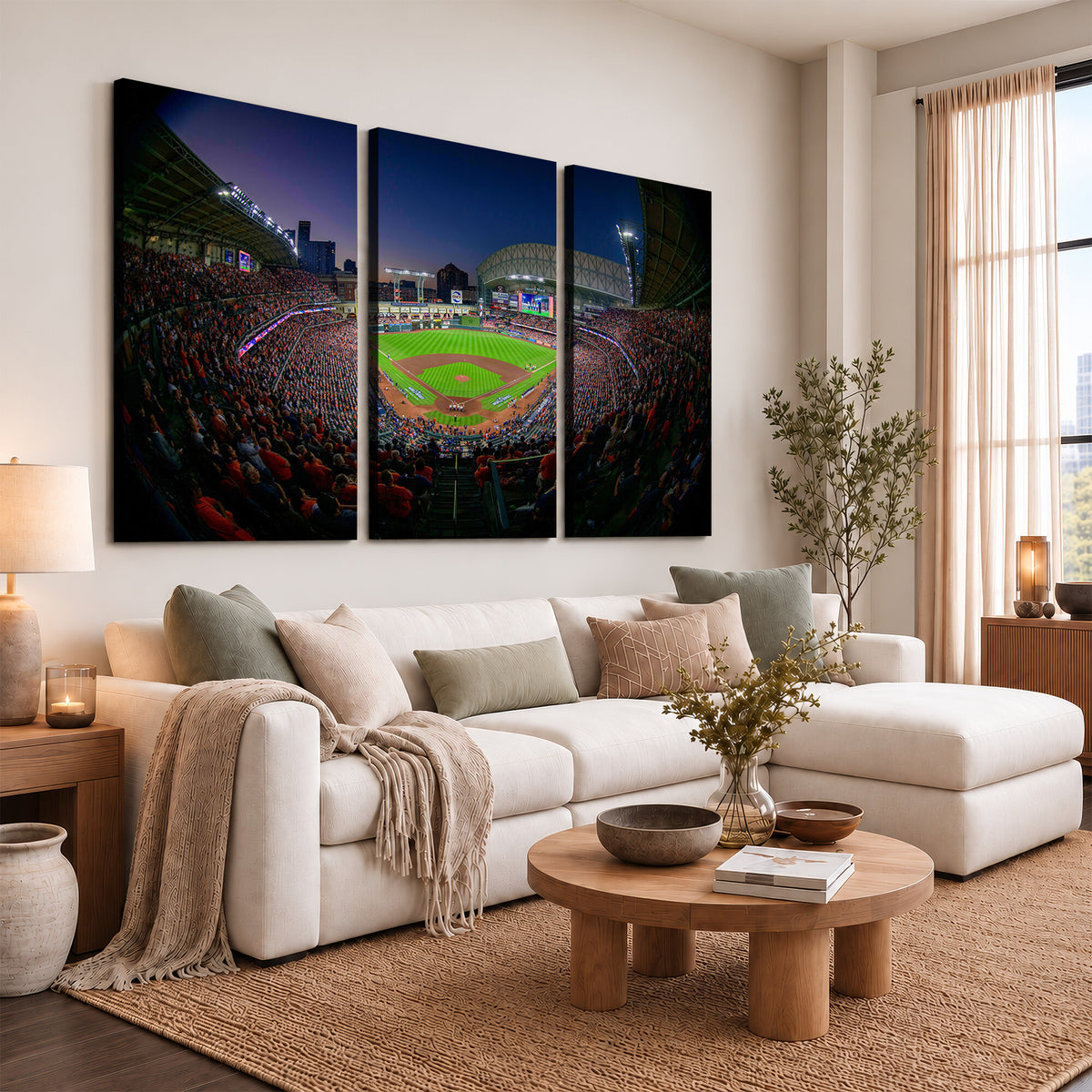 44322-MGV-CV-36X24 - Houston Astros Baseball Print Canvas, Houston Minute Maid Park Stadium Wall Art