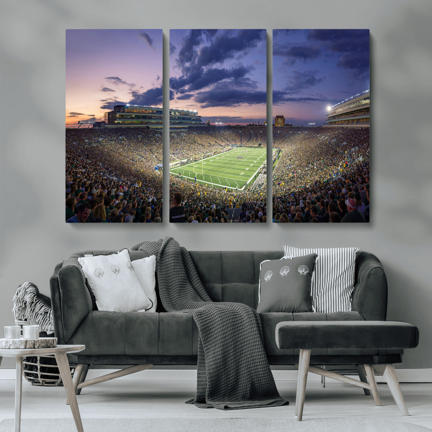 MGV-CV-48X32-3P - Notre Dame Fighting Irish Football Team Print - Notre Dame Stadium Wall Art Canvas Print